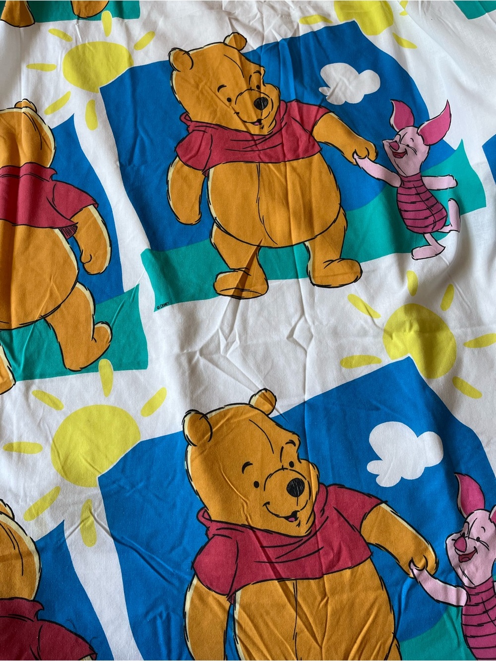 Vintage Disney Winnie the Pooh & Piglet 0031 Bed Flat Sheet twin cotton blend